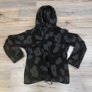 Y-3 Adidas Yohji Yamamoto Pullover Hoodie Black Gray Print Wool Men’s Size Large